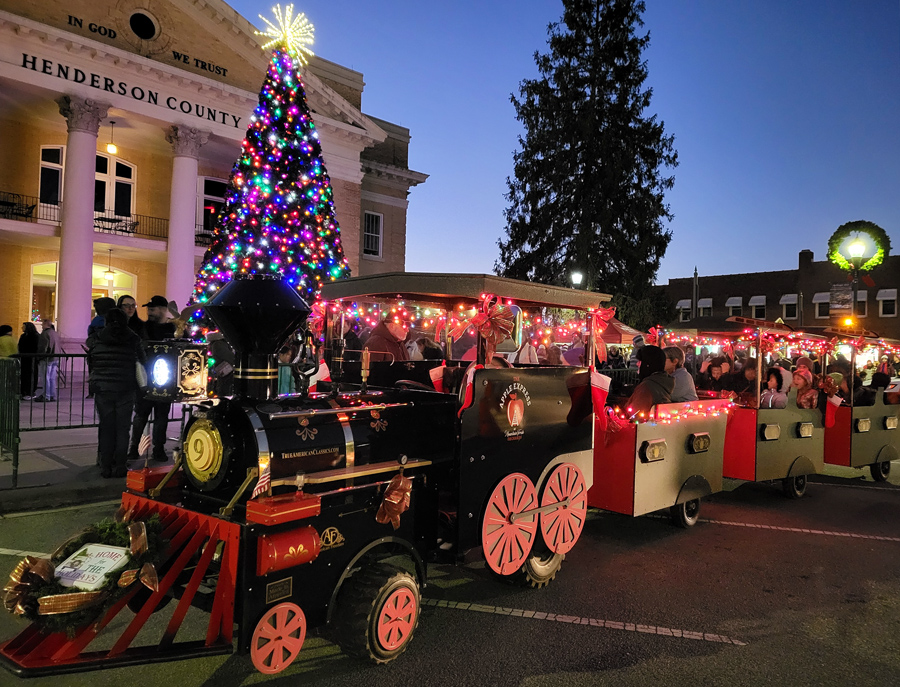 Holiday Train Rides 2w - CREDIT Terrye Jacobs Holiday Train Rides in downtown Hendersonville, NC Home for the Holidays