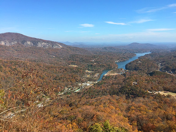 mountain and lake views in fall