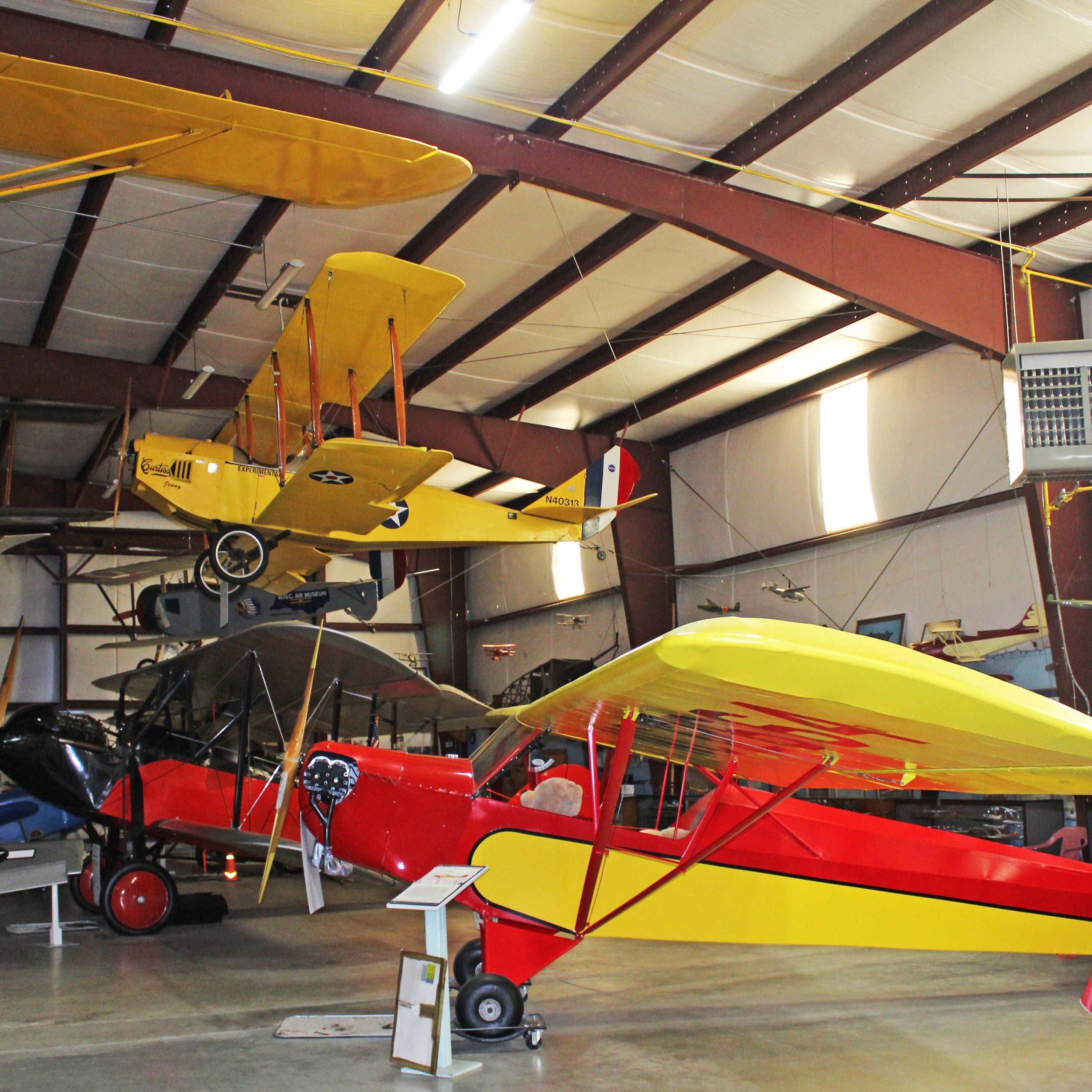 small planes in hangar