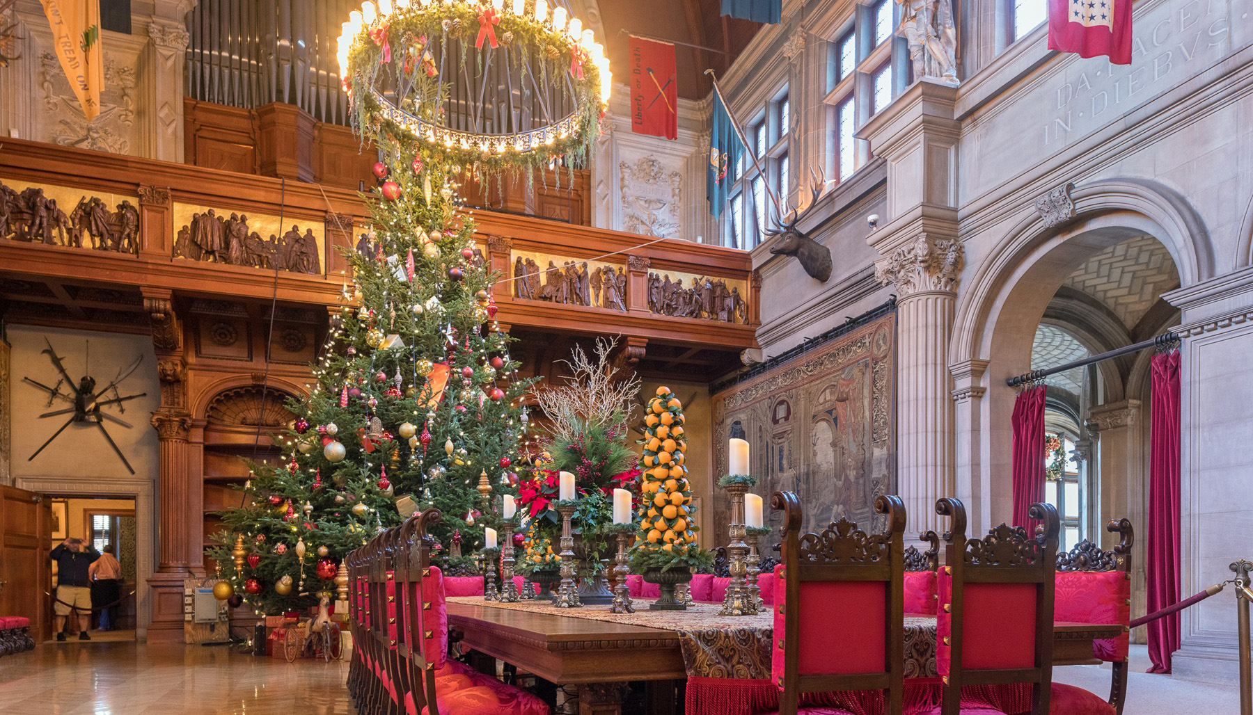 inside of biltmore house at christmas