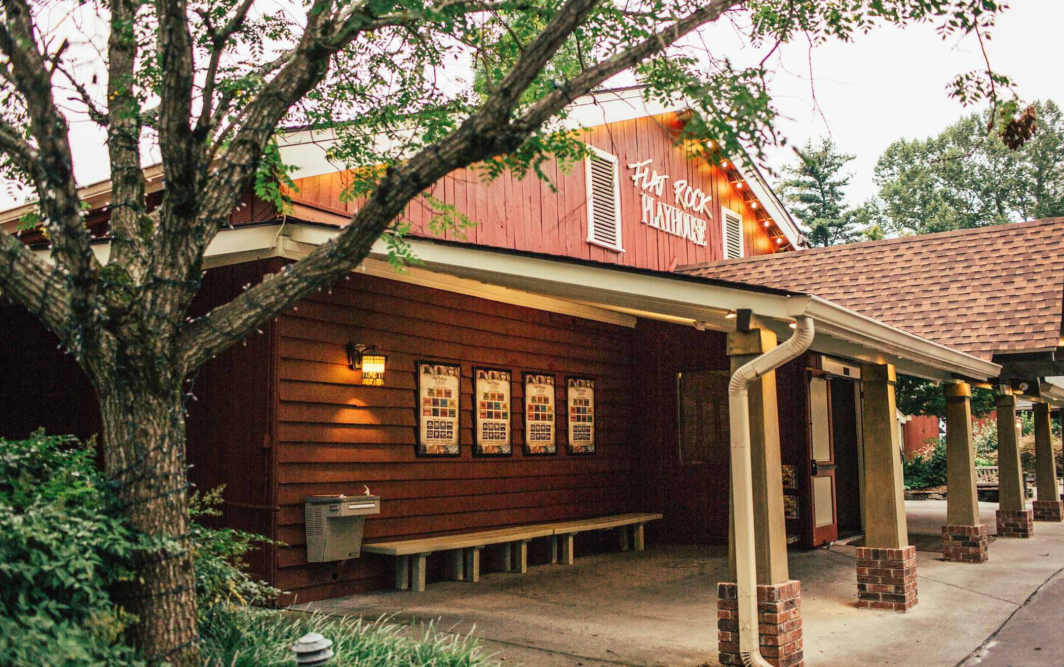 outside of old, red building